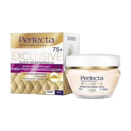Perfecta EXCLUSIVE 75+ Zlota Regeneracja // Silnie Odbudowujacy Krem Przeciwzmarszczkowy // dzien i noc // zloto 24-karatowe