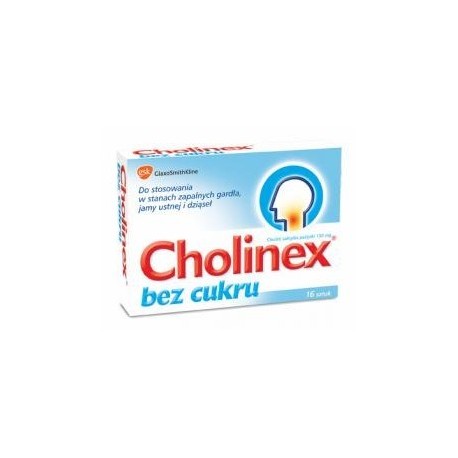 CHOLINEX bez cukru / Do stosowania w stanach zapalnych gardla, jamy ustnej i dziasel / 16 pastylek