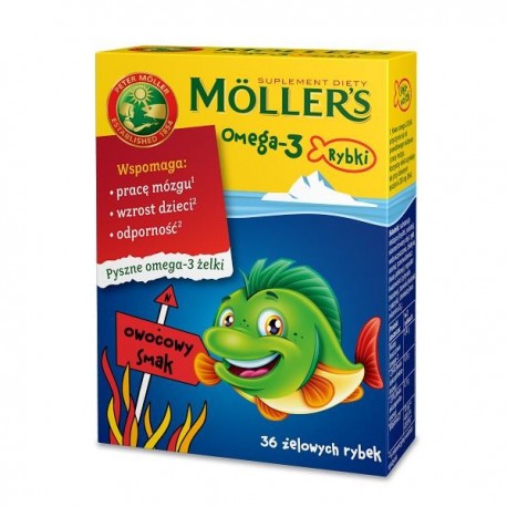 MOLLER'S Omega-3 Rybki / Wspomaga prace mozgu, wzrost dzieci, odpornosc // Owocowy smak