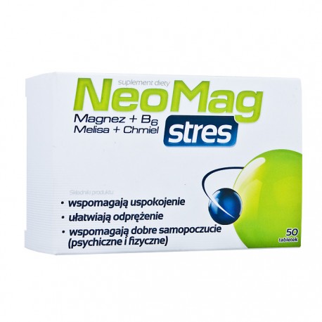 NEOMAG STRES // magnez+B6+melisa+chmiel // Uspokojenie, odprezenie, dobre samopoczucie (psychiczne i fizyczne) // 50 tab