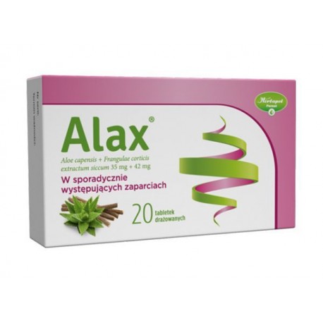 ALAX / W sporadycznie wystepujacych zaparciach / 20 tabletek drazowanych