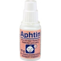 APHTIN 10 g // Roztwor do stosowania w jamie ustnej na pleśniawki, o dzialaniu przeciwgrzybiczym, odkazajacym i sciagajacym
