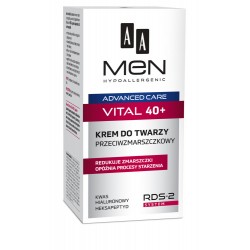 AA MEN 40+ VITAL // KREM DO TWARZY PRZECIWZMARSZCZKOWY // wzmocnienie skory // RDS-2 System + kwas hialuronowy