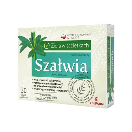 SZALWIA Ziola w tabletkach // Wspiera uklad pokarmowy,pomaga utrzymac poltiwosc na prawidlowym poziomie,wspomaga odornosc