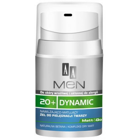 AA DYNAMIC 20+// Nawilzajaco- Matujacy ZEL do pielegnacji twarzy