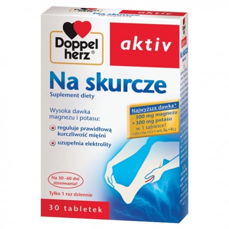 DOPPELHERZ AKTIV NA SKURCZE // Wysoka dawka magnezu i potasu:reguluje prawidlowa kurczliwosc miesni,uzupelnia elektrolity