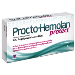 Procto-Hemolan Protect. Czopki przeciw hemoroidom// Produkt do stosowania w miejscowym leczeniu hemoroidow// 10 sztuk