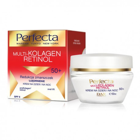 Perfecta MULTI-KOLAGEN RETINOL 50+ // Redukcja Zmarszczek, Ujedrnienie // krem na dzien i na noc SPF6