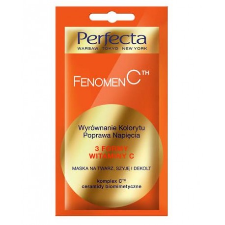Perfecta Fenomen C // Wyrownanie kolorytu , poprawa napiecia // MASKA NA TWARZ, SZYJE I DEKOLT // 3 formy wit. C
