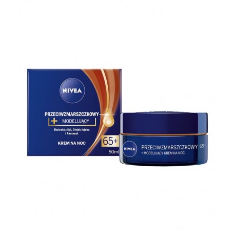 NIVEA 65 + //  PRZECIWZMARSZCZKOWY + MODELUJĄCY KREM NA NOC // Aktywna formuła z Ekstraktem z Soi, Olejkiem Jojoba i Pantenolem