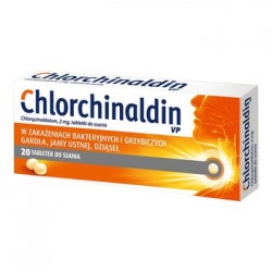 CHLORCHINALDIN // W zakazeniach bakteryjnych i grzybiczych: dziasel, jamy ustnej,gardla / 20 tab do ssania
