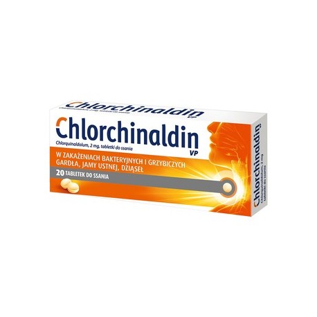 CHLORCHINALDIN // W zakazeniach bakteryjnych i grzybiczych: dziasel, jamy ustnej,gardla / 20 tab do ssania