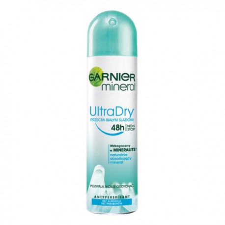 GARNIER mineral Ultra Dry PRZECIW BIALYM SLADOM 48h NON STOP // ANTYPERSPIRANT // bez alkoholu, bez parabenow