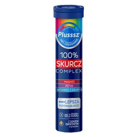 Plusssz MAGNEZ SKURCZ Complex // bez dodatku cukru, z sokiem owocowym // 20 tabletek