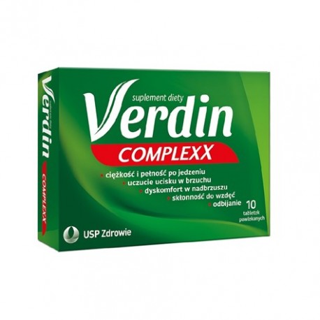 VERDIN COMPLEXX // ciezkosc po jedzeniu, uczucie ucisku w brzuchu, wzdecia, odbijanie, dyskomfort w nadbrzuszu // 10 tab