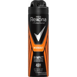 Rexona MEN MotionSense WORKOUT // Hi-Impact odour control 48h // 0% alcohol // 150ml