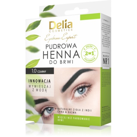 Delia Henna do brwI - pudrowa czarna  z naturalnymi ziołami - chną i basmą  //  Wystarczy wymieszać z wodą!  //4g