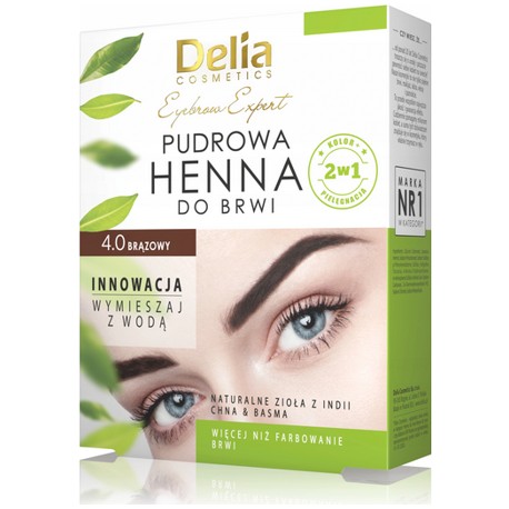 Delia Henna do brwI - pudrowa brazowa z naturalnymi ziołami - chną i basmą // wystarczy wymieszać z wodą! // 4g