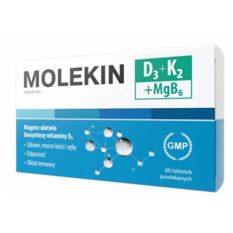 MOLEKIN D3 + K2 + MgB6 // zdrowe, mocne kosci i zeby + odpornosc + uklad nerwowy // 60 tabletek powlekanych