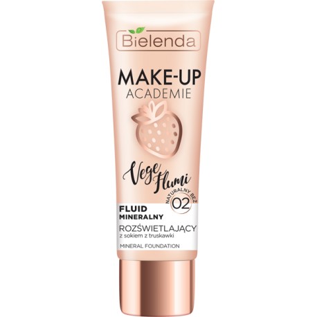 Bielenda Make-Up Academie Vege Flumi // Fluid mineralny naturalny beż 02 // Zawiera sok  z truskawki // 30 g.