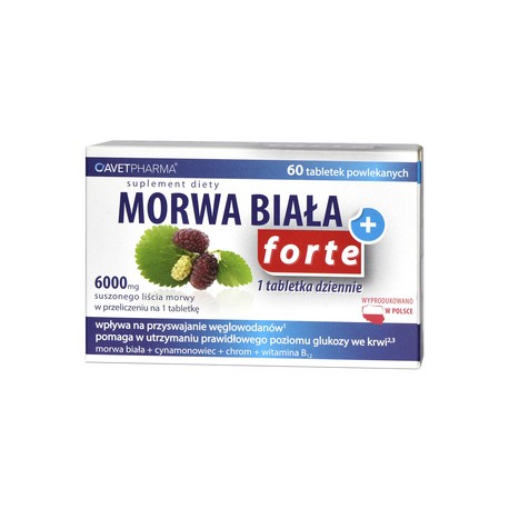 Morwa Biała Plus Forte,// morwa biala + cynamonowiec + chrom + wit. B12// 60 tab.