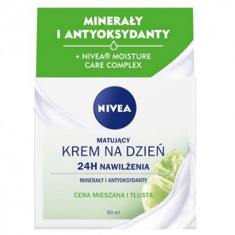 Nivea  24H NAWILŻENIA Matujący Krem na Dzień // cera mieszana i tłusta // Minerały i Antyoksydanty //  50 ml