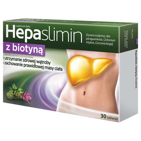 HEPASLIMIN z BIOTYNA // zdrowa watroba, prawidlowa masa ciala // 30 tabletek