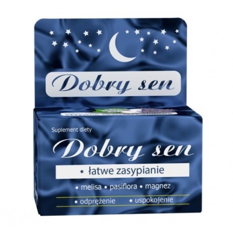 DOBRY SEN // latwe zasypianie, odprezenie, uspokojenie // melisa, pasiflora, magnez // 30 tabletek