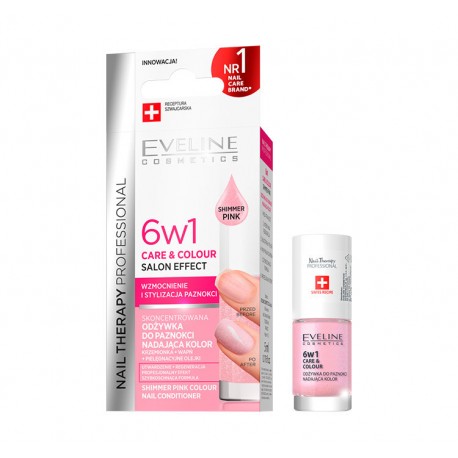 EVELINE 6 w 1 CARRE & COLOUR Salon Effect // Skoncentrowana odżywka do paznokci nadająca kolor