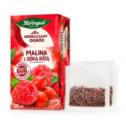 Herbata Herbapol MALINA z DZIKA ROZA // 100% natury z duzych kawalkow owocow / 20 szt