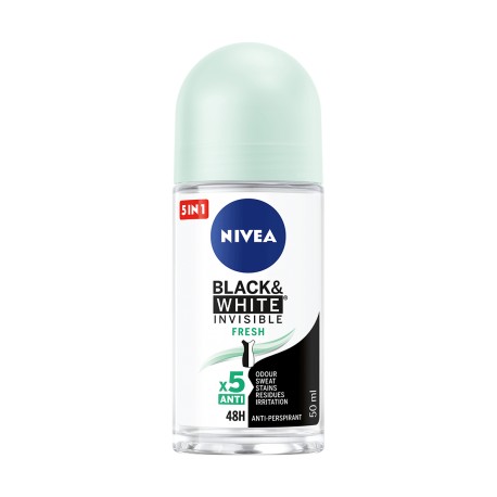 NIVEA Roll-on for women INVISIBLE for black&white FRESH // anti-perspirant // Przeciw bialym sladom,zoltym plamom 48h