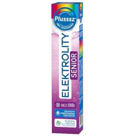 Plusssz ELEKTROLITY SENIOR // odpowiednie nawodnienie // bez dodatku cukru // 24 tabletki musujace