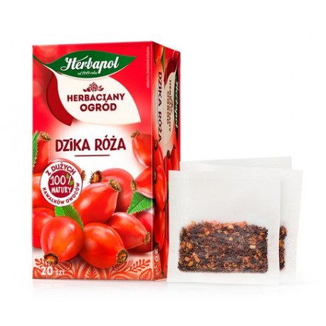 DZIKA ROZA  herbatka Herbaciany Ogrod Herbapol // 100% natury z duzych kawalkow owocow // 20 sztuk