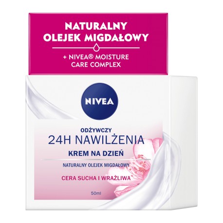 NIVEA Odzywczy krem NAWILZAJACY na dzien // cera sucha i wrazliwa // zawiera olejek migdalowy i hydra IQ, zawiera filtr UV