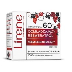 Lirene ODMŁADZAJĄCY RESWERATROL 60+ Krem Regenerujacy na dzien i na noc // witaminy E, A, B3, B5, C // 50g