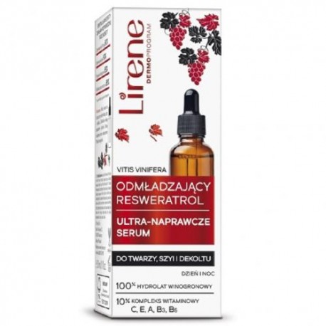 Lirene ODMŁADZAJĄCY RESWERATROL Ultra-naprawcze serum do twarzy, szyi i dekoltu // 30 ml