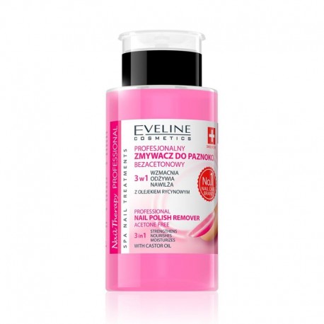 EVELINE   Zmywacz do paznokci// Profesjonalny bez acetonu Z OLEJKIEM RYCYNOWYM  //  190  ml.