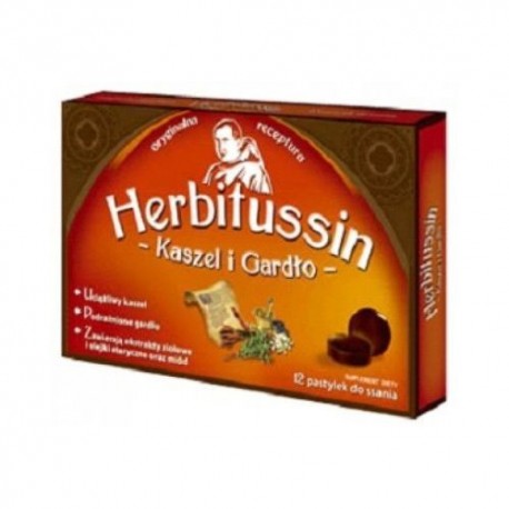 HERBITUSSIN pastylki na kaszel i gardlo  // 12tab.  do ssania