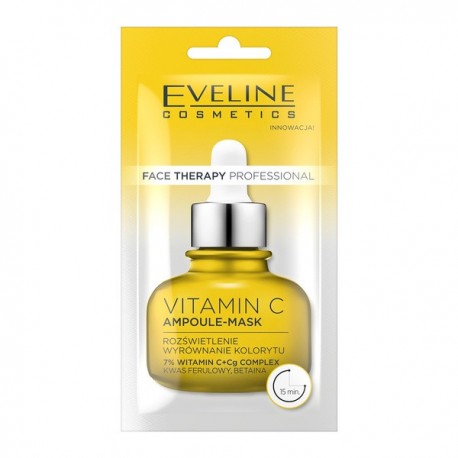 Eveline Face Therapy Professional Ampoule, kremowo-żelowa maseczka Vitamin C //  Rozświetlenie i wyrównanie kolorytu  // 8 ml