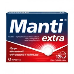 Manti Extra, tabletki do rozgryzania i żucia //  Nadkwaśność, niestrawność, zgaga // 12 tab.