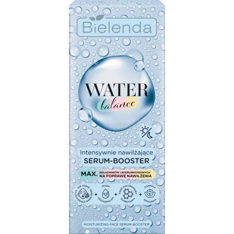 Bielenda  WATER BALANCE Intensywnie nawilżające serum-booster do twarzy // efekt satynowej świeżości i wygładzenia // 30 g.