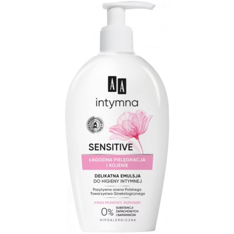 AA Intymna SENSITIVE // Emulsja do higieny intymnej // Kojenie i ochrona // kwas mlekowy, ph fizjolog., D-pantenol, betaina