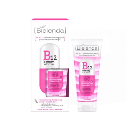 Bielenda B12 BEAUTY VITAMINE Witaminowy  2-fazowy krem + serum 2w1 // do skóry suchej, wrażliwej // na dzień, i na noc // 50 ml