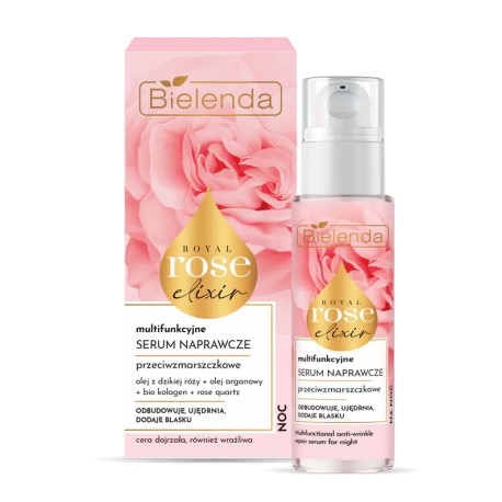 Bielenda ROYAL ROSE ELIXIR Multifunkcyjne serum naprawcze na noc // doskonale wygładza, ujędrnia i nawilża //  30ml