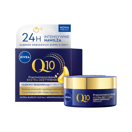 Nivea  Q10 EKSTRA ODŻYWIENIE Przeciwzmarszczkowy krem  głęboko regenerującyna noc // 50 ml