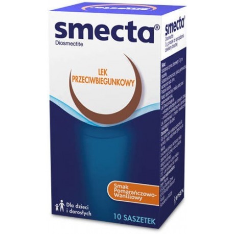 SMECTA 10saszetek //  Lek o działaniu przeciwbiegunkowym // dla dzieci i doroslych o smaku pomaranczowo-waniliowym
