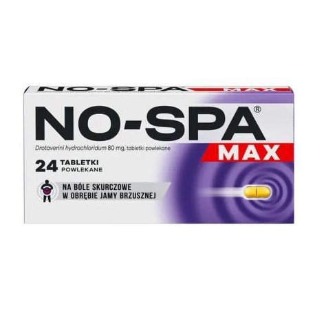 No-Spa Max, 80 mg, //  ból, kolka, menstruacja, zapalenie pęcherza moczowego, nerwoból // 24 tab.