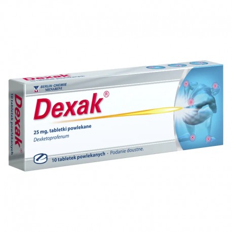 Dexak, 25 mg, // działa przeciwbólowo. // 10 tabletek powlekanych,