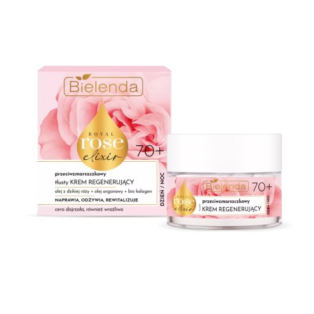 Bielenda ROYAL ROSE ELIXIR Przeciwzmarszczkowy tłusty krem regenerujący 70+ // cera dojrzala  // dzień / noc // 50ml.