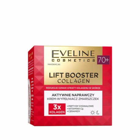 Eveline Lift Booster Collagen  70 + //  Aktywnie naprawczy krem-wypełniacz zmarszczek  //  Na dzień i na noc //  50 ml.
